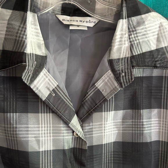 Bianca Nygard Chic Black and White Plaid Women's Blouse 12 - Picture 8 of 16